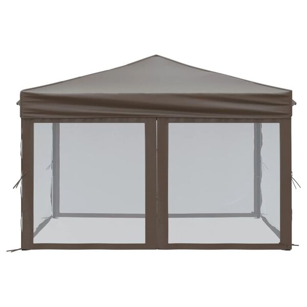 vidaXL Folding Party Tent with Sidewalls Taupe 3x3 m