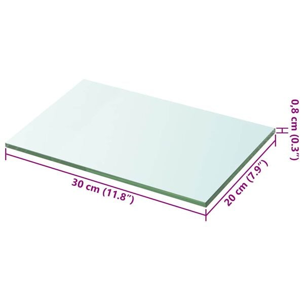 vidaXL Shelf Panel Glass Clear 20x30 cm