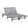 vidaXL 2-Person Garden Sun Lounger with Cushion Grey Solid Acacia Wood
