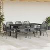 vidaXL 9 Piece Garden Dining Set with Cushions Black Poly Rattan Glass