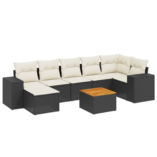 vidaXL 8 Piece Garden Sofa Set with Cushions Black Poly Rattan