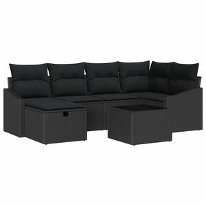 vidaXL Sofa Set with Cushion 7 pcs Poly Rattan