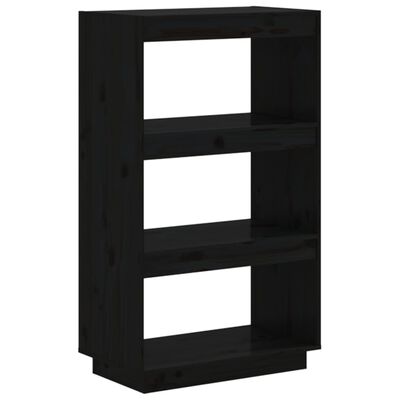 vidaXL Book Cabinet/Room Divider Black 60x35x103 cm Solid Wood Pine