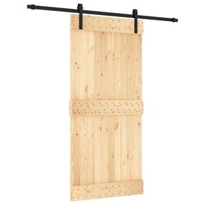 vidaXL Sliding Door Natural and Black 95 x 210 cm Solid Pine Wood