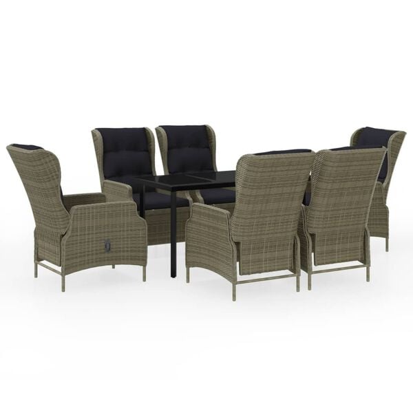 vidaXL 7 Piece Garden Dining Set Brown