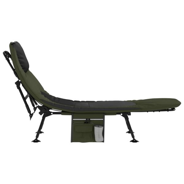 vidaXL Fishing Bed with Adjustable Mud Legs Foldable Green