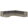 vidaXL 8 Piece Garden Lounge Set with Cushions Grey Poly Rattan
