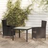 vidaXL 3 Piece Outdoor Dining Set with Cushions Poly Rattan Black