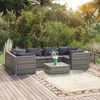 vidaXL 7 Piece Garden Lounge Set with Cushions Poly Rattan Grey