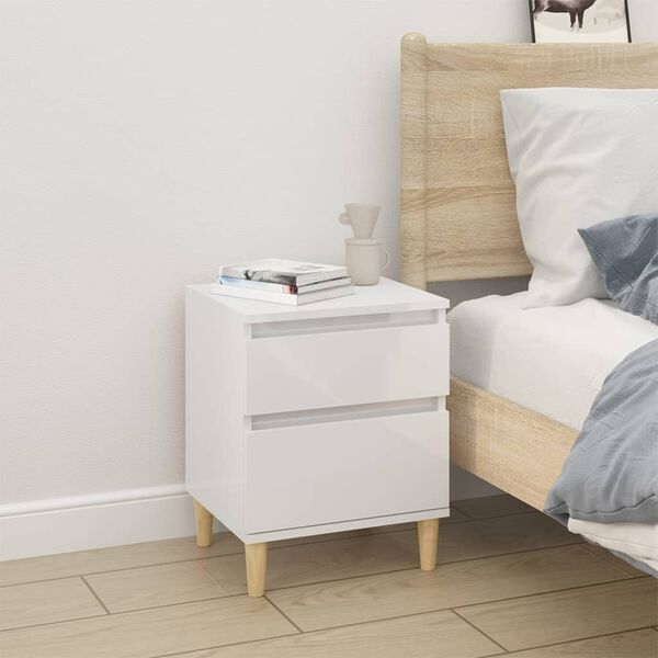 vidaXL Bedside Cabinets 2 pcs High Gloss White 40x35x50 cm