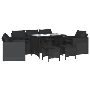 vidaXL 6 Piece Garden Sofa Set with Cushions Black Poly Rattan