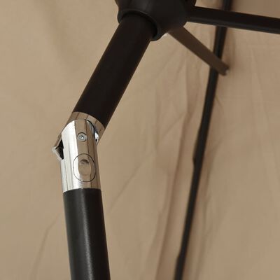 vidaXL Outdoor Parasol with LED Lights and Steel Pole 300cm Taupe