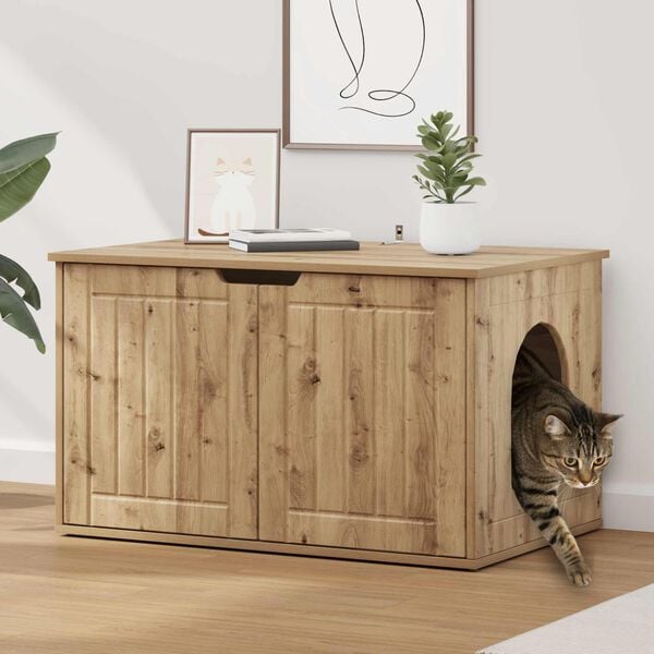 vidaXL Cat House Artisian Oak 85 x 55 x 50.5 cm Engineered Wood