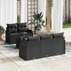 vidaXL Garden Sofa Set 6 pcs Black Poly Rattan and Steel and Glass