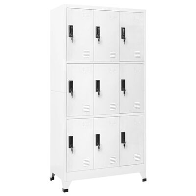 vidaXL Locker Cabinet White 90x45x180 cm Steel