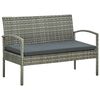 vidaXL 4 Piece Garden Lounge Set with Cushions Poly Rattan Grey