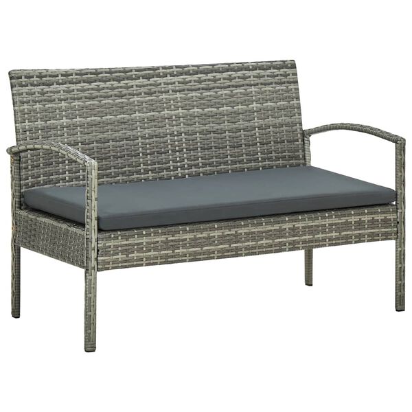 vidaXL 4 Piece Garden Lounge Set with Cushions Poly Rattan Grey
