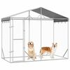 vidaXL Outdoor Dog Kennel with Roof Silver 3x1.5x2.5 m Galvanised Steel