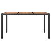 vidaXL Garden Table with Wooden Top Black Poly Rattan&Solid Wood Acacia