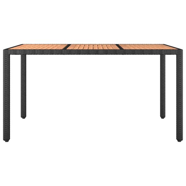 vidaXL Garden Table with Wooden Top Black Poly Rattan&Solid Wood Acacia