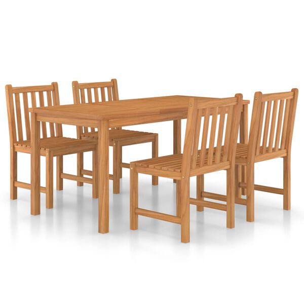 vidaXL 5 Piece Garden Dining Set 160x80 cm Solid Teak Wood