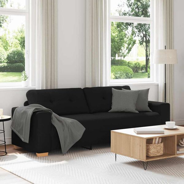 vidaXL 3-Seater Sofa Black 220x78x80 cm Fabric