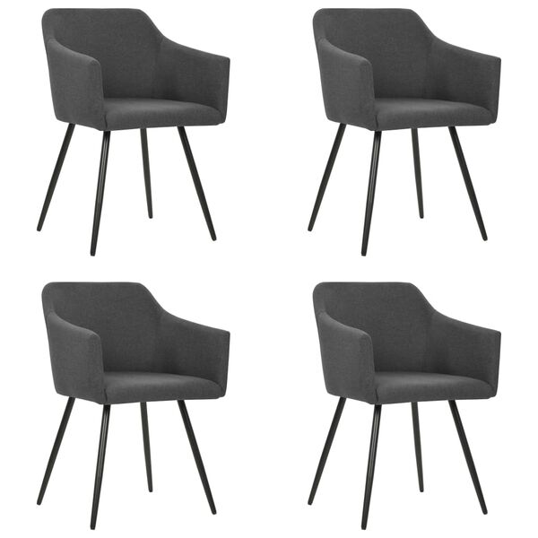 vidaXL Dining Chairs 4 pcs Dark Grey Fabric