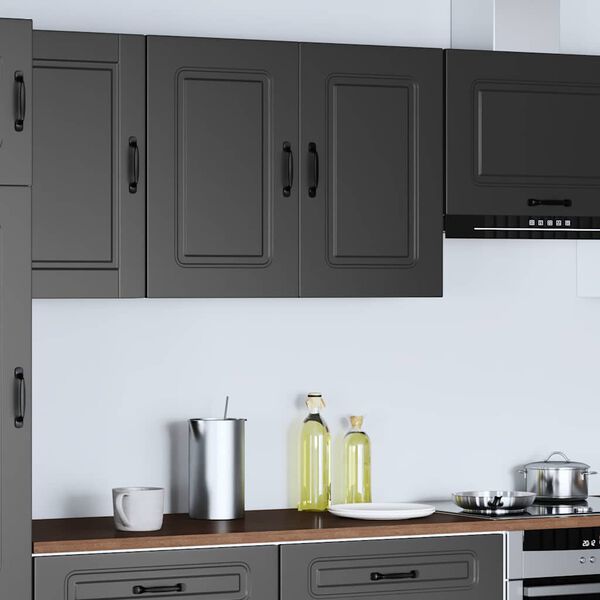 vidaXL Kitchen Wall Cabinet Kalmar Black Engineered Wood