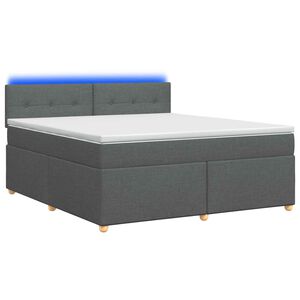 vidaXL Box Spring Bed with Mattress and LED Dark Grey 153 x 203 cm