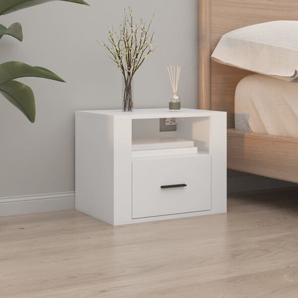 vidaXL Wall-mounted Bedside Cabinet White 50x36x40 cm