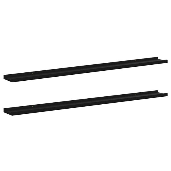 vidaXL Wall Shelves 2 pcs Black 115x9x3 cm