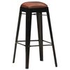 vidaXL Bar Stools 4 pcs Black Real Leather