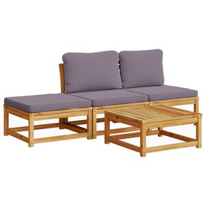 vidaXL 4 Piece Garden Lounge Set with Cushions Solid Wood Acacia