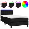 vidaXL Box Spring Bed with Mattress&LED Black 106x203 cm King Single Size Fabric