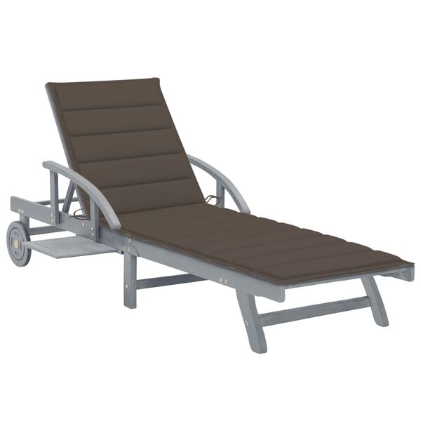 vidaXL Garden Sun Lounger with Cushion Solid Acacia Wood
