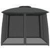 vidaXL Gazebo with Double Roof and Mesh Walls Anthracite 2.93x2.93 m Steel