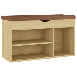 vidaXL Shoe Bench with Cushion Sonoma Oak 80x30x47 cm Engineered Wood