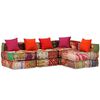 vidaXL 4-Seater Modular Pouffe Patchwork Fabric