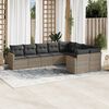 vidaXL 9 Piece Garden Sofa Set with Cushions Grey Poly Rattan