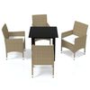 vidaXL 5 Piece Garden Dining Set with Cushions Poly Rattan Beige