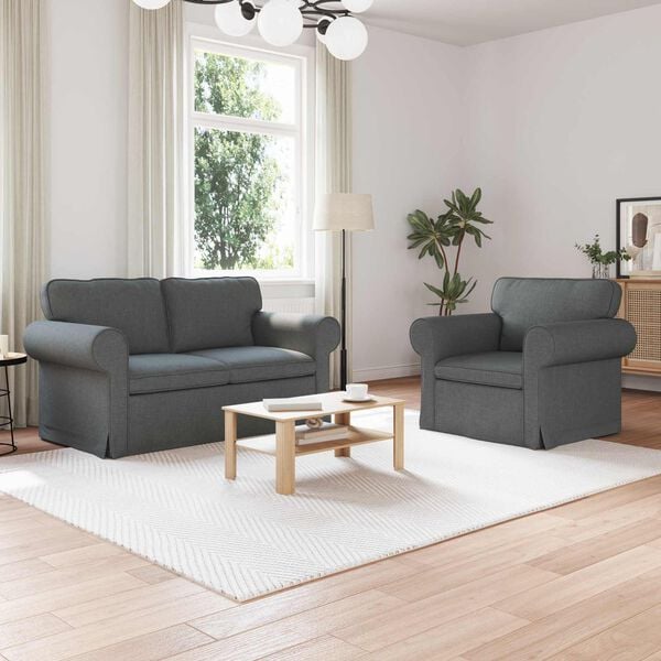 vidaXL Sofa 120cm 2 pcs Dark Grey Metal