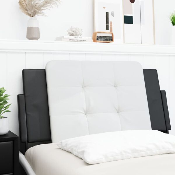 vidaXL Headboard Cushion "Zadar" White and Black 107 cm King Single Faux Leather