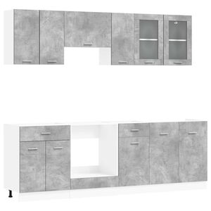 vidaXL Kitchen Unit Lyon 8 pcs Concrete Grey Engineered Wood