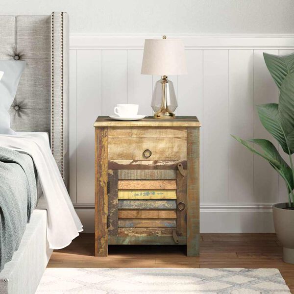 vidaXL End Table with 1 Drawer 1 Door Reclaimed Wood