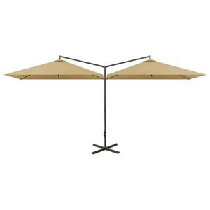 vidaXL Double Garden Parasol with Steel Pole Taupe 600x300 cm