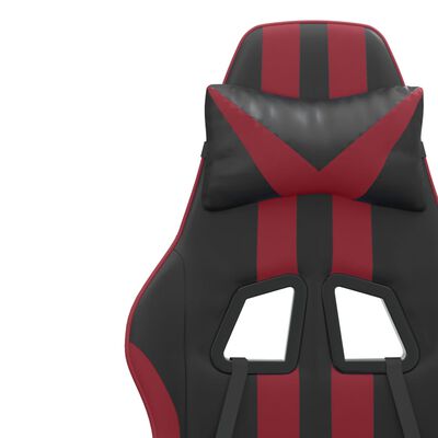 vidaXL Gaming Chair with Footrest Black and Wine Red Faux Leather