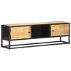 vidaXL TV Cabinet with Carved Door 130x30x40 cm Rough Mango Wood