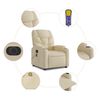 vidaXL Electric Massage Recliner Chair Cream Fabric