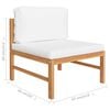 vidaXL 2 Piece Garden Lounge Set with Cream Cushions Teak Wood