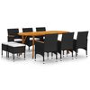 vidaXL 9 Piece Garden Dining Set Black